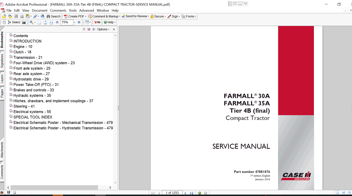 Case IH Farmall 35A Compact Tractor service repair manual, showcasing diagrams and detailed instructions for effective repairs