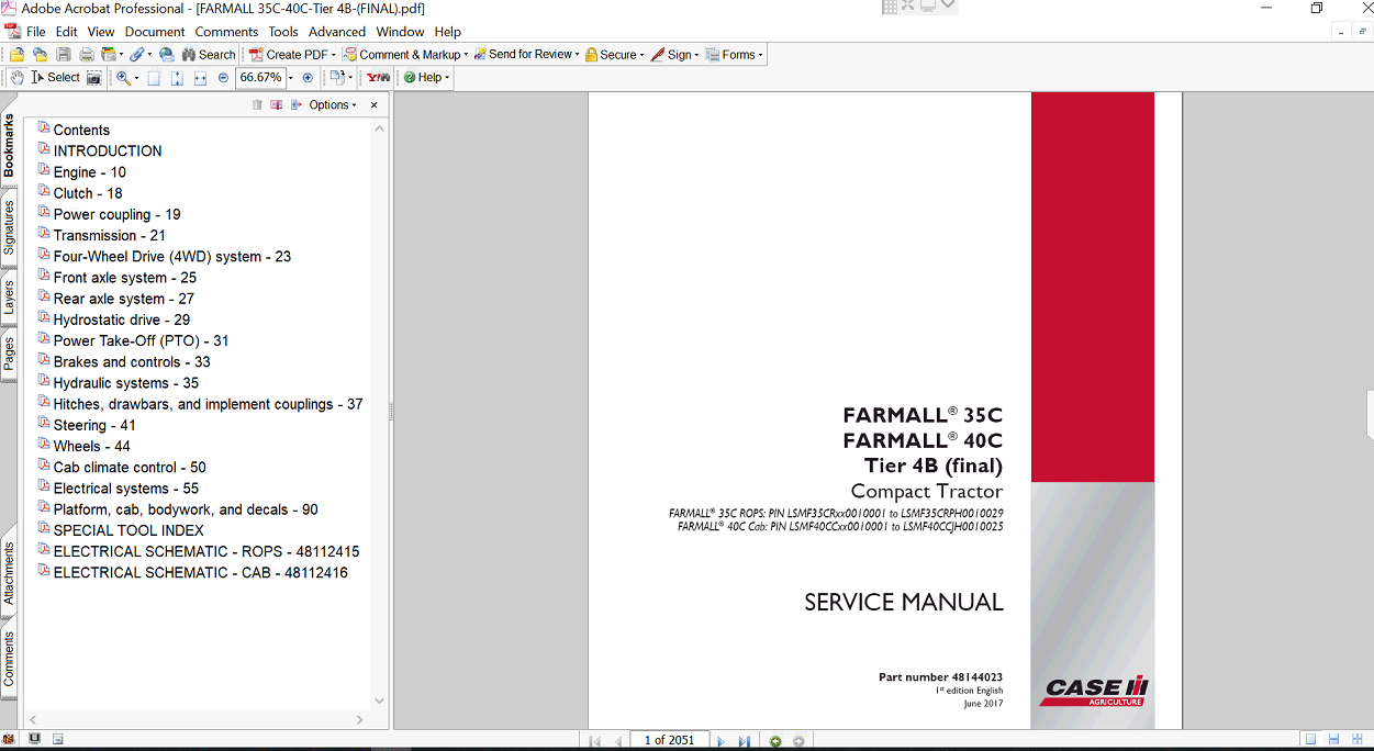 Case IH Farmall 35C Compact Tractor service repair manual, showcasing detailed diagrams and maintenance instructions