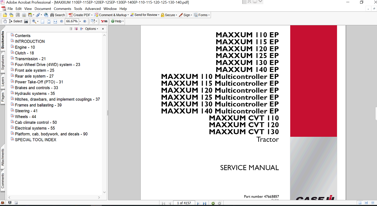 the service repair manual for Case IH Maxxum 120 EP tractor, including essential repair guidelines and illustrations