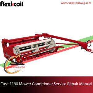 Service repair manual cover for Case 1190 mower conditioner, featuring technical illustrations and detailed instructions