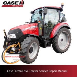 Service repair manual cover for Case Farmall 65C tractor, featuring technical diagrams and maintenance instructions