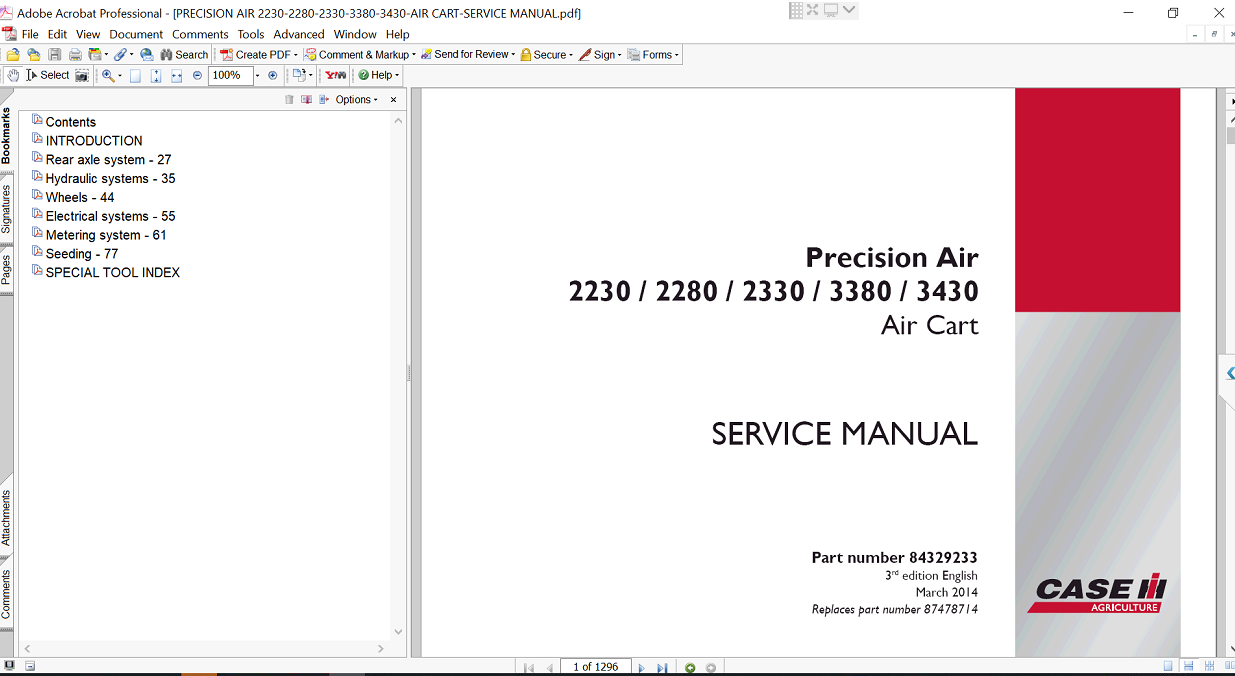 the service repair manual for Case IH 2330 Air Cart, including essential repair guidelines and technical details