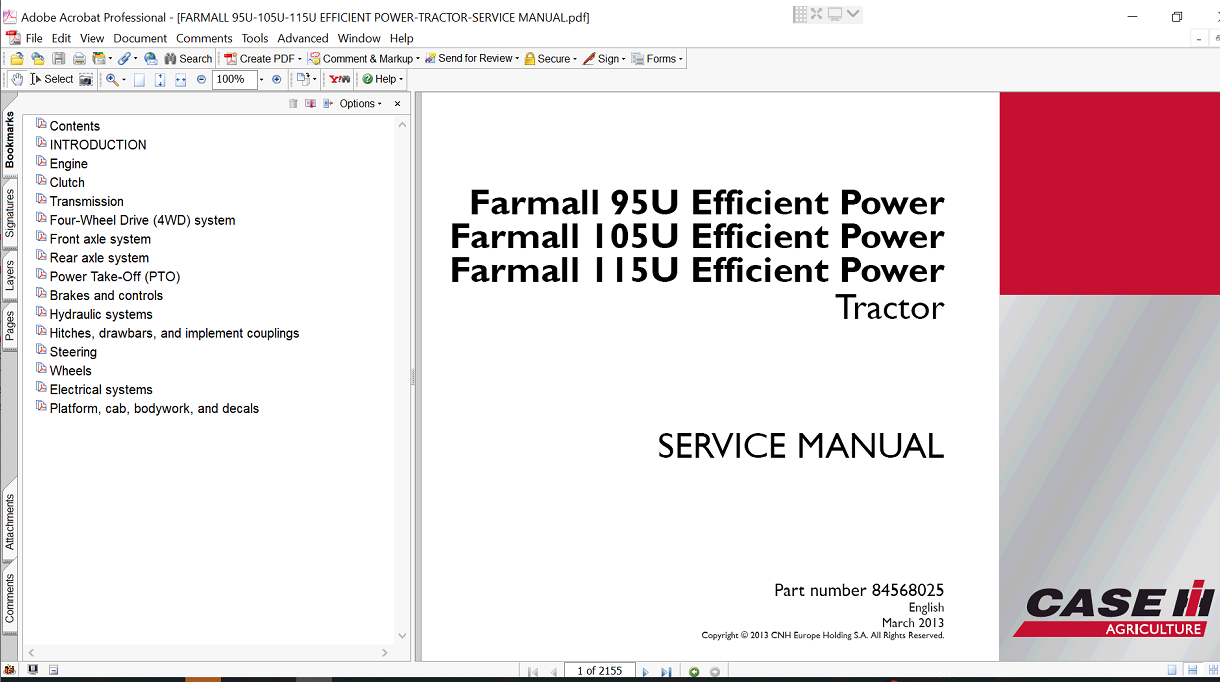 Case IH Farmall 115U tractor service repair manual, showcasing detailed instructions for effective tractor maintenance and repairs