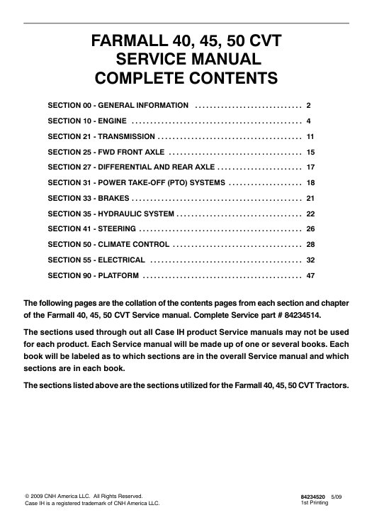 Service repair manual for Case IH Farmall 45 Tractor, displaying comprehensive repair instructions and maintenance tips