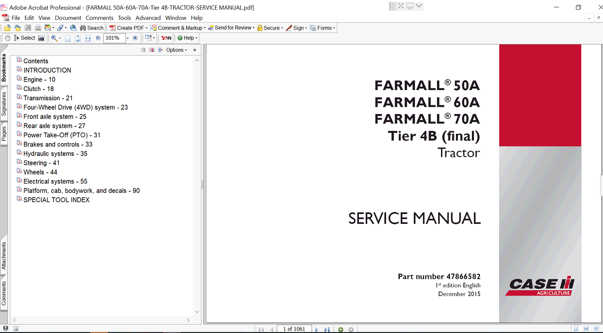 Case IH Farmall 50A tractor service repair manual, showcasing detailed diagrams and maintenance instructions