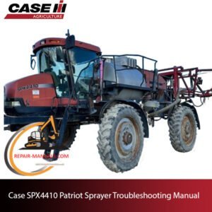 The troubleshooting manual for Case SPX4410 Patriot Sprayer, displaying essential repair information and maintenance tips