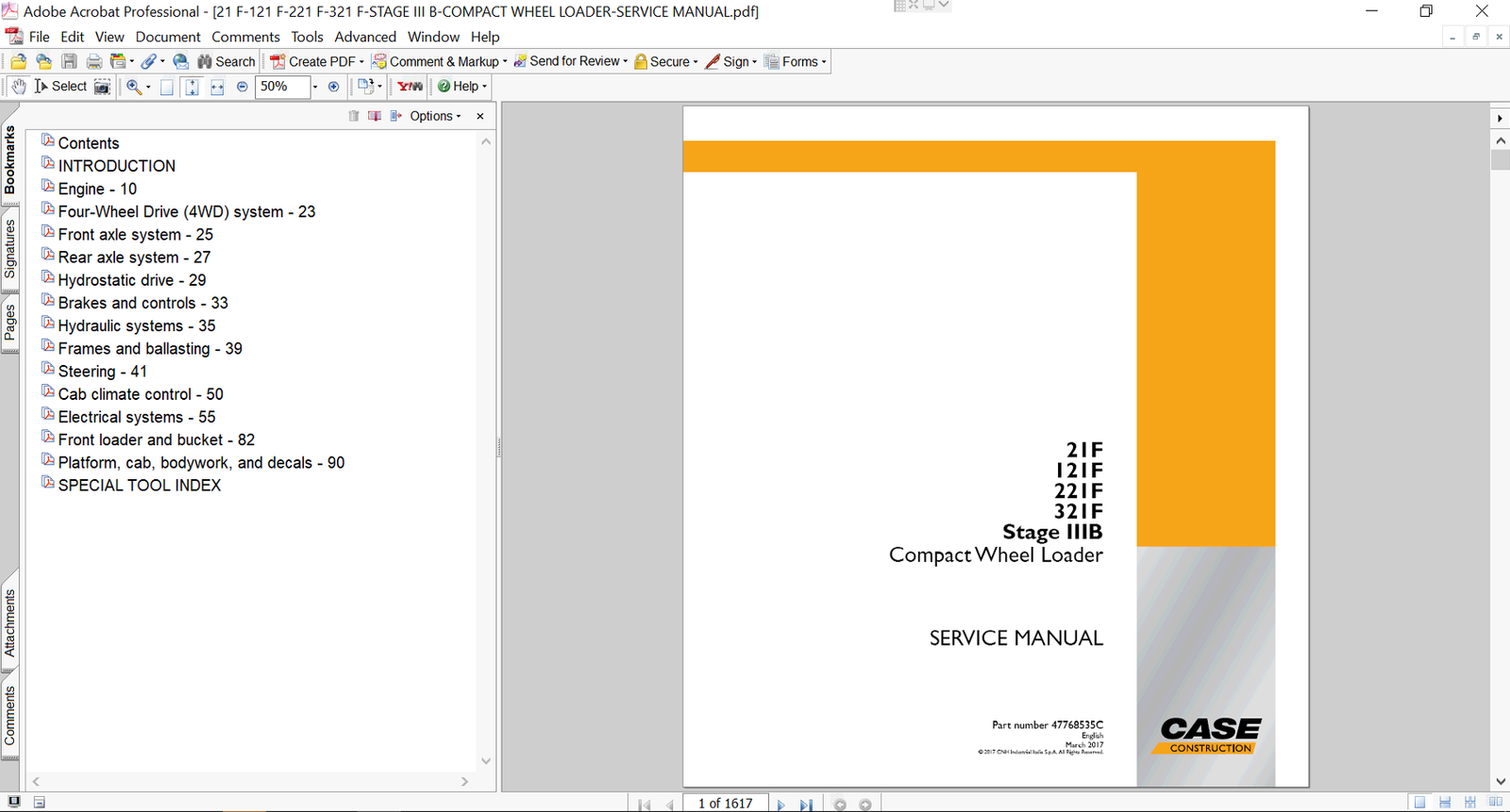 Service repair manual for Case 121F Wheel Loader, including maintenance tips and technical specifications with highlighting repair procedures