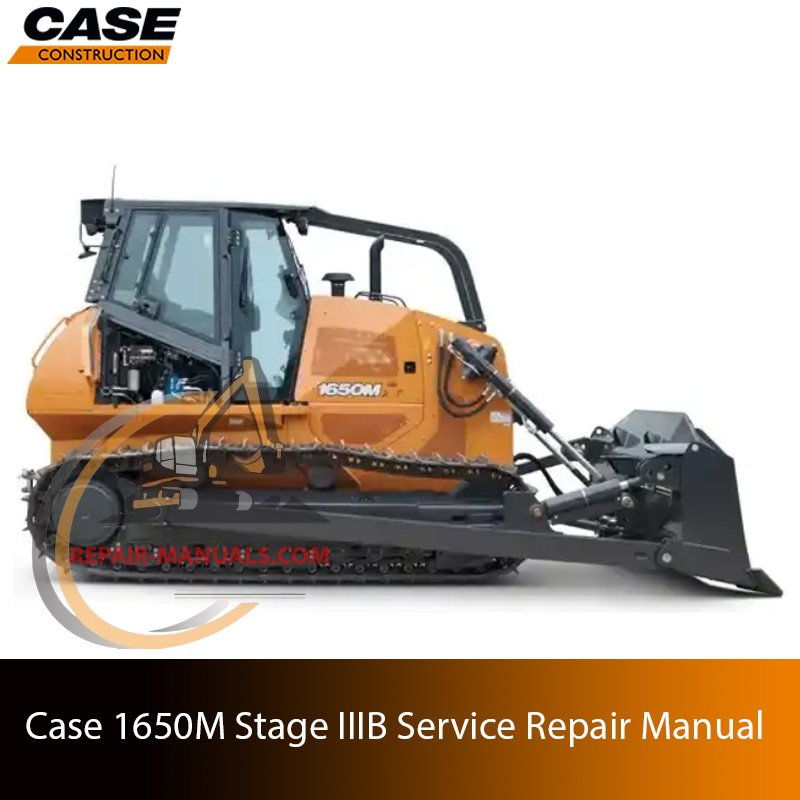 Cover of the service repair manual for Case 1650M Dozer, including maintenance tips and technical specifications with highlighting repair procedures