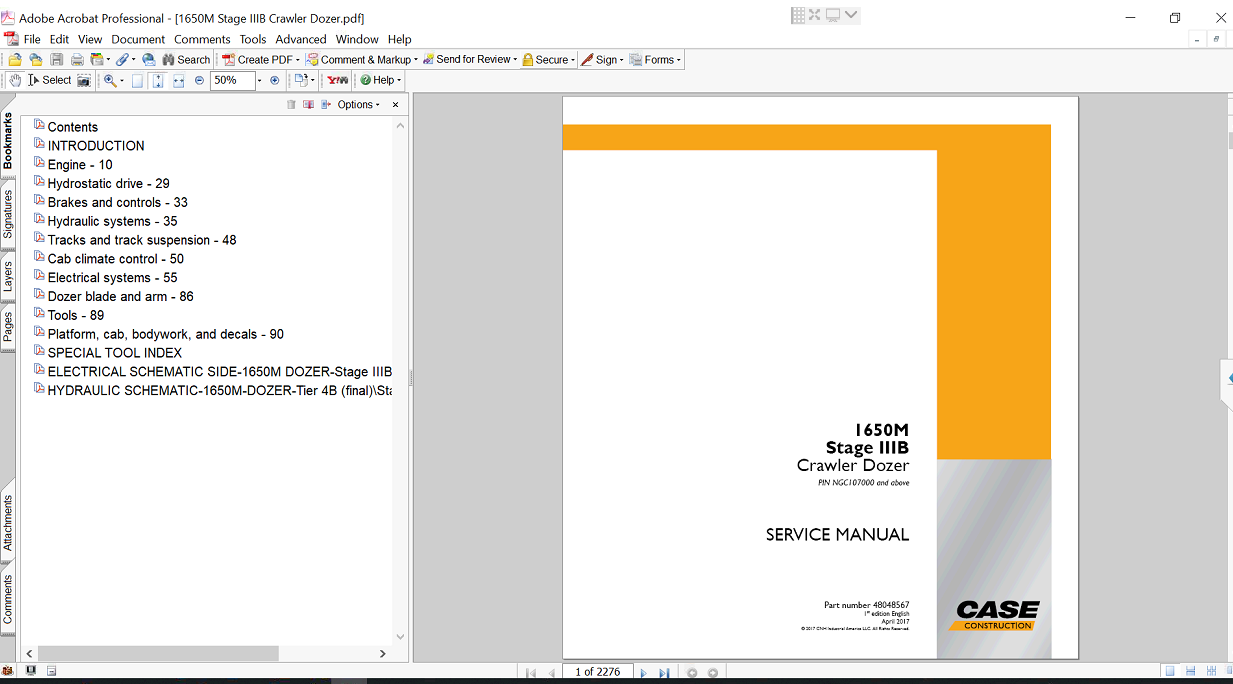 Service repair manual cover for case 1650m dozer, featuring technical illustrations, detailed repair and maintenance instructions