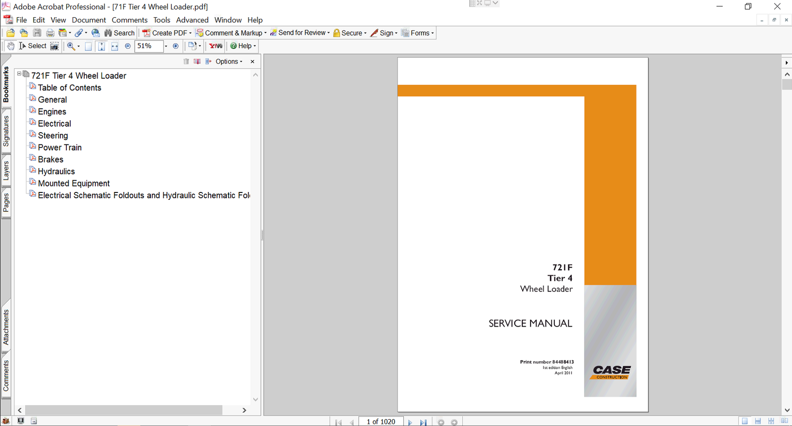 Service repair manual for Case 721F Wheel Loader, including maintenance tips and technical specifications with highlighting repair procedures