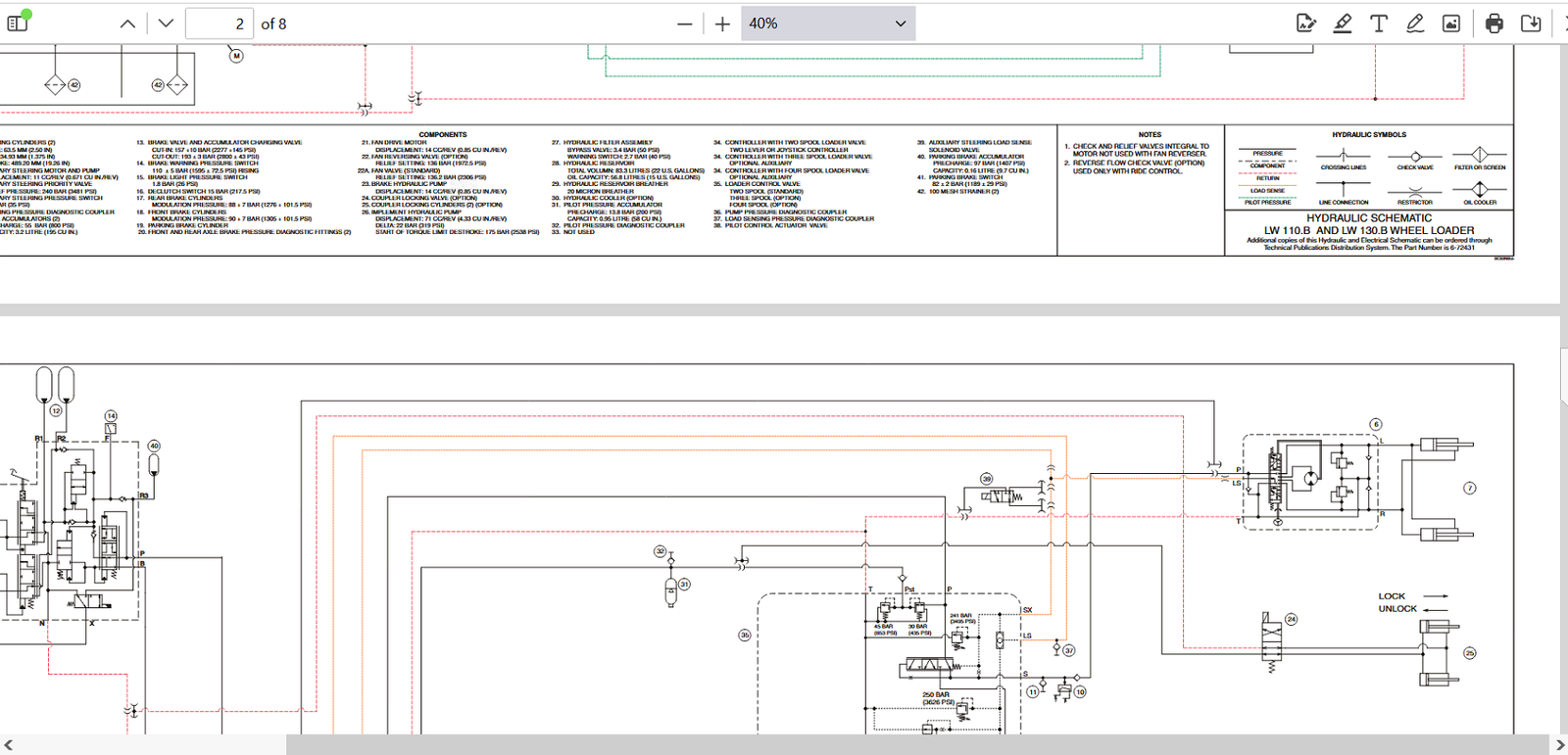 Hydraulic and Electrical Diagrams for New Holland LW110B Wheel Loader