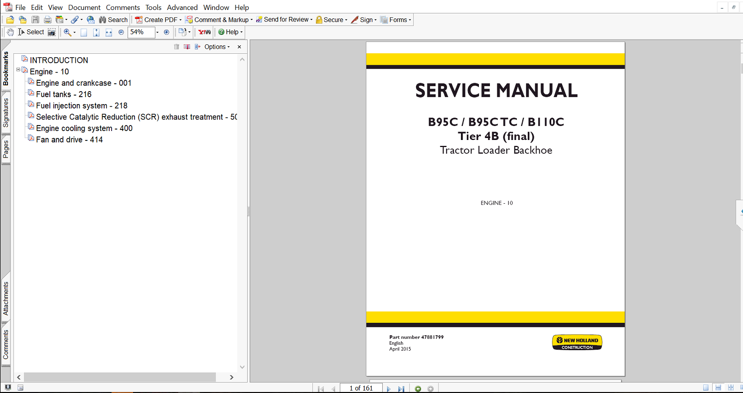 New Holland B95C Backhoe Loader engine service repair manual, highlighting essential maintenance and repair information