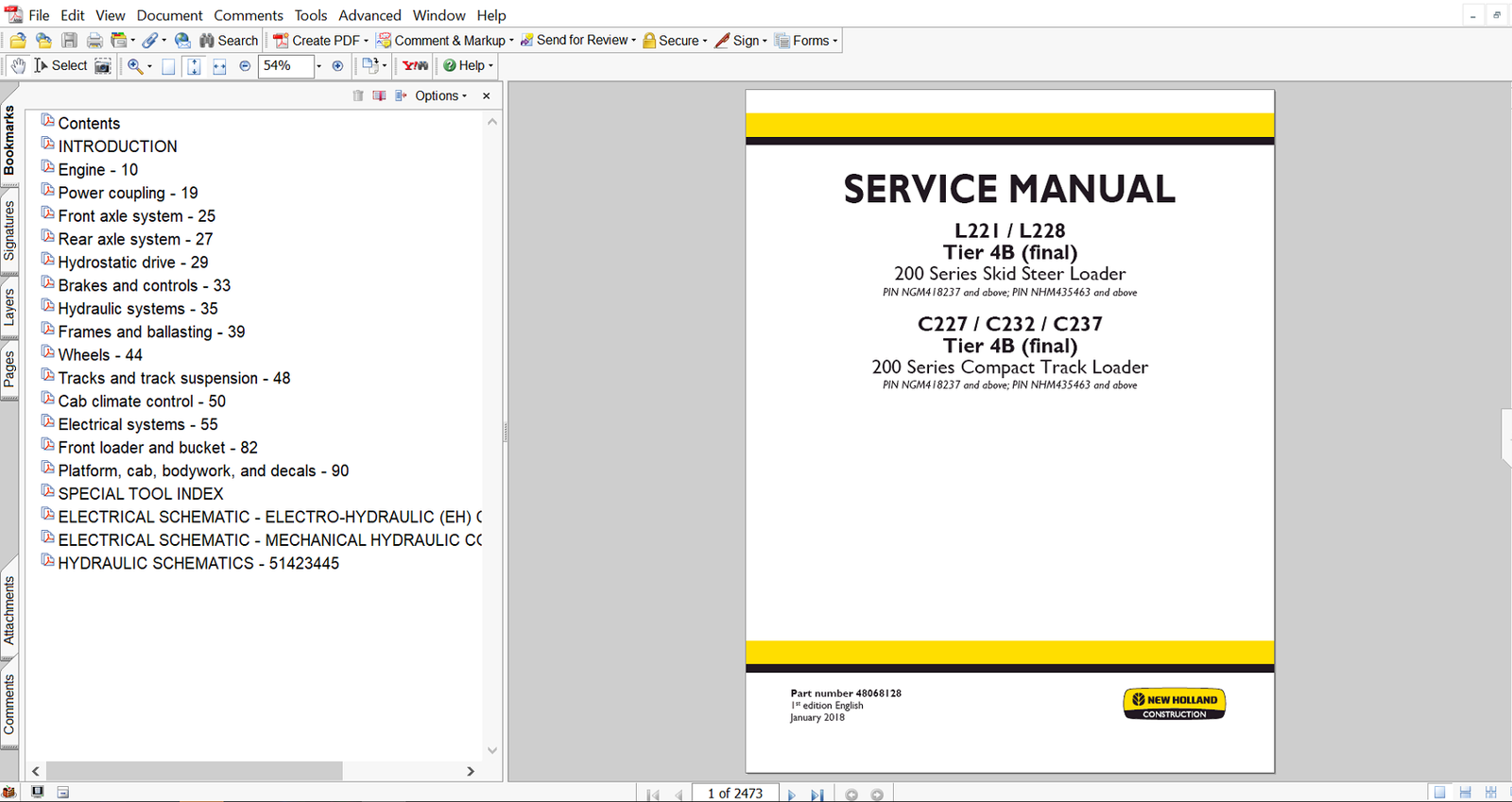 Service repair manual for New Holland C237 Track Loader, including maintenance tips and technical specifications with highlighting repair procedures
