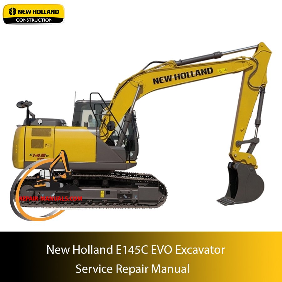Service repair manual for New Holland E215C EVO Excavator, showcasing detailed diagrams and instructions