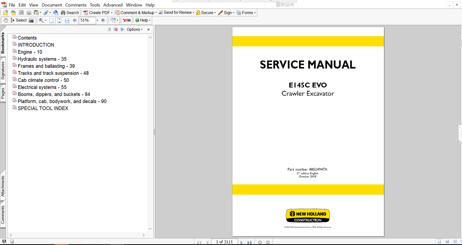 Service repair manual for New Holland E145C EVO Excavator, including maintenance tips and technical specifications with highlighting repair procedures
