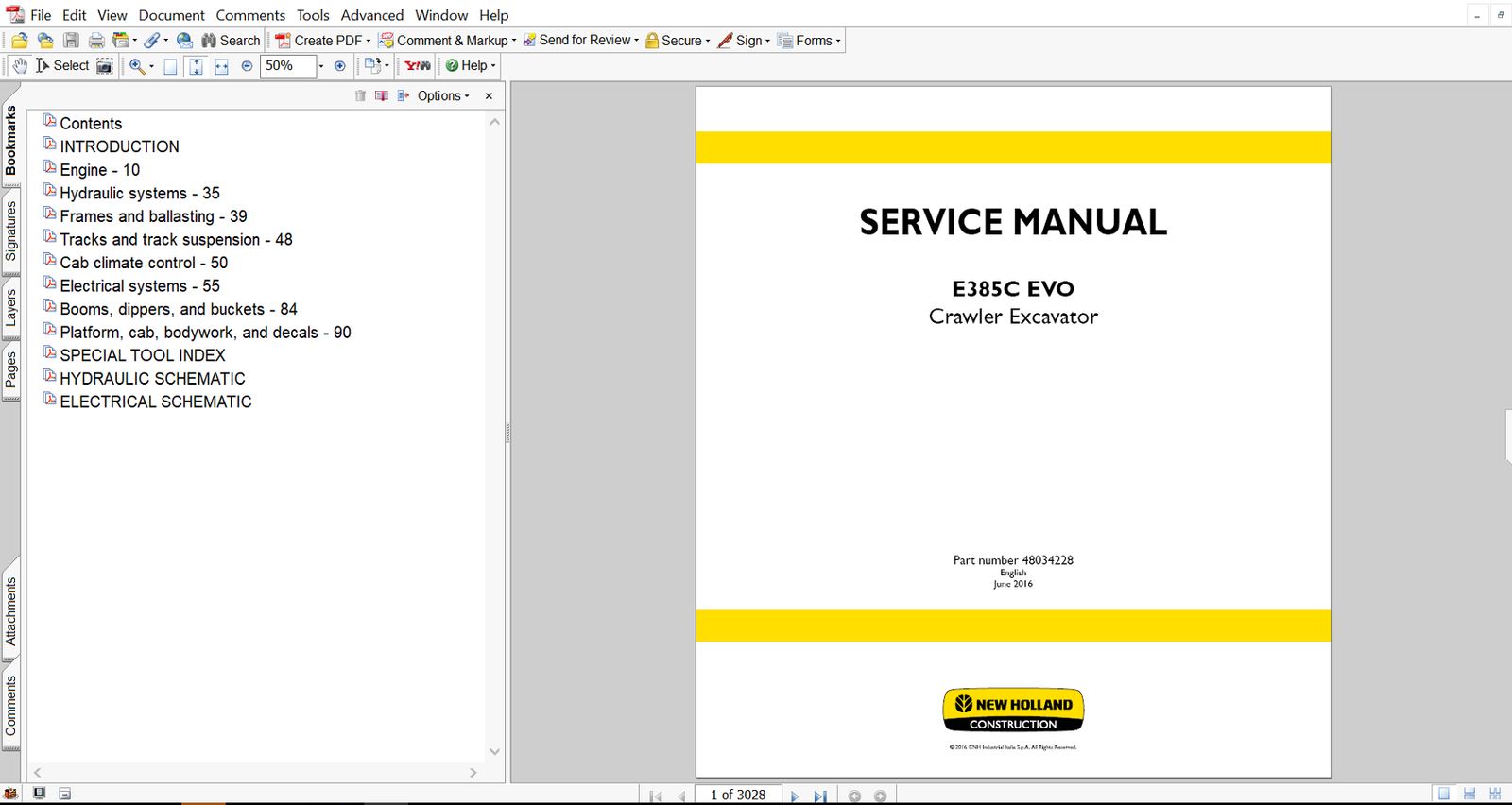 Service repair manual for New Holland E385C EVO Excavator, including maintenance tips and technical specifications with highlighting repair procedures