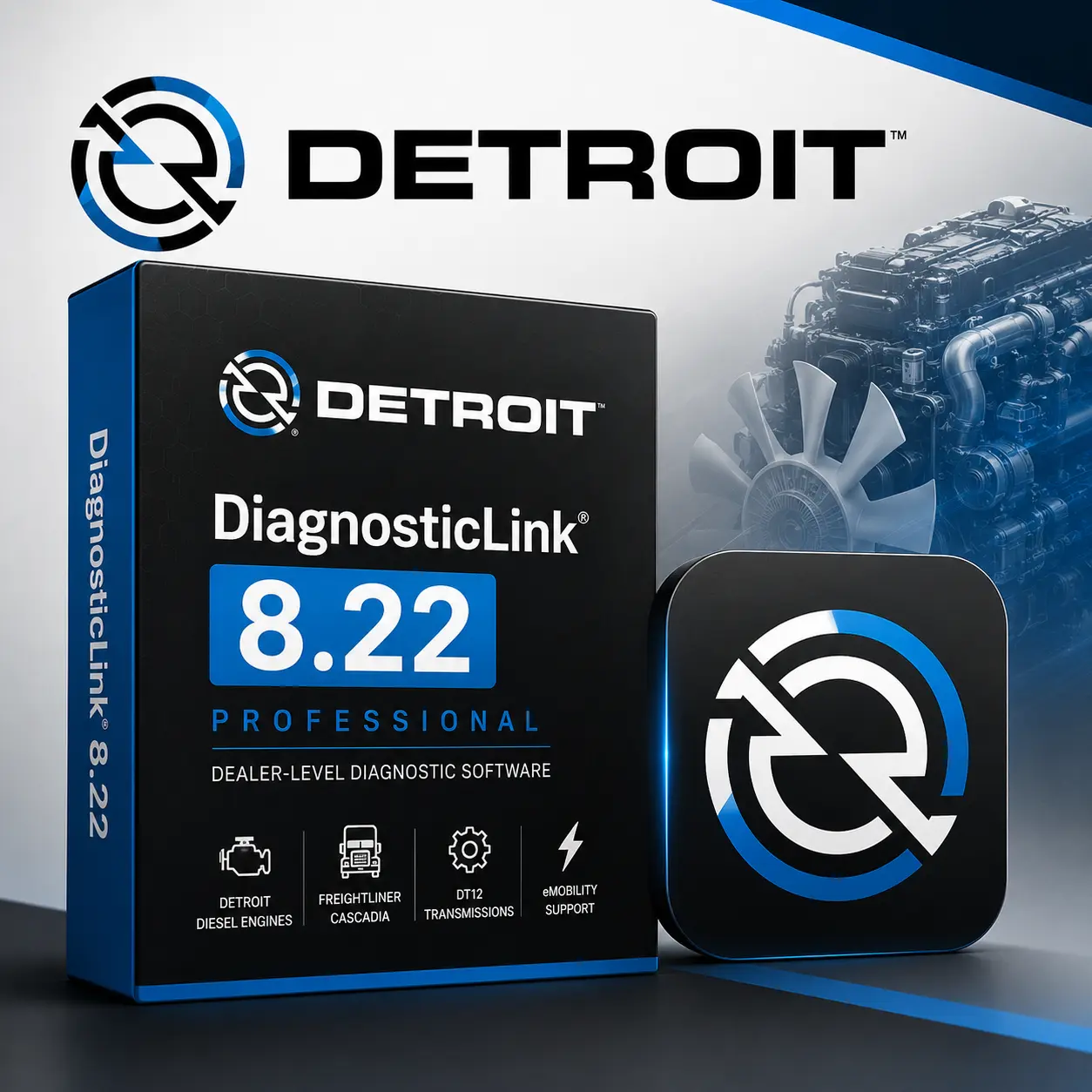 Detroit DiagnosticLink 8.22 Professional Diagnostic Software for Freightliner Cascadia and Detroit Diesel Engines