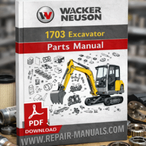 Wacker Neuson 1404 Excavator Parts Manual cover featuring an illustration of the excavator and parts list