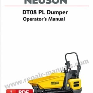 Operator's Manual for Wacker Neuson DT08 PL Dumper, detailing usage instructions and safety information