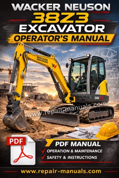 Wacker Neuson 38z3 Excavator Operator's Manual cover featuring the model name and technical illustrations