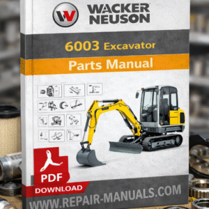 Wacker Neuson 6003 Excavator Parts Manual cover featuring detailed diagrams and parts listings for maintenance and repair