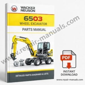 Parts manual for Wacker Neuson 6503 Wheel Excavator, showcasing components and assembly instructions for repairs