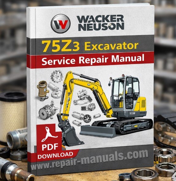 Service Repair Manual for Wacker Neuson 75z3 Excavator, showcasing detailed diagrams and maintenance instructions
