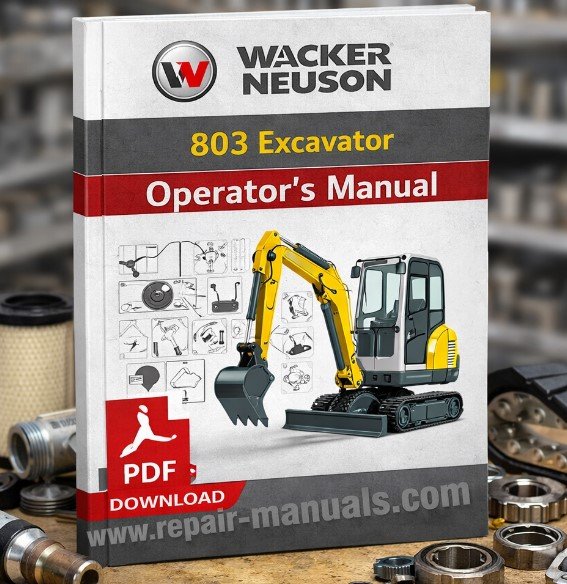 Operator's Manual for Wacker Neuson 803 Excavator, detailing usage, safety, and maintenance guidelines