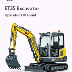 Wacker Neuson ET35 Excavator Operator's Manual, showcasing the title and relevant diagrams for user guidance