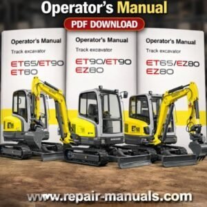 Operator's Manual for Wacker Neuson ET65, ET90, EZ80 Excavators, displaying model details and operational guidelines