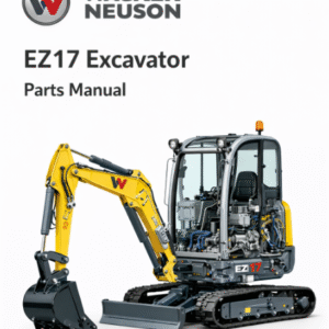 Wacker Neuson EZ17 Excavator Parts Manual, showcasing the excavator's diagram and a comprehensive parts breakdown