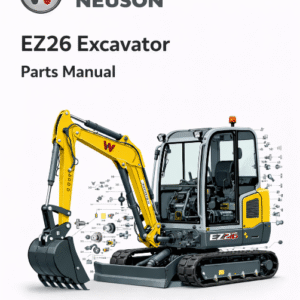 Wacker Neuson EZ26 Excavator Parts Manual, showcasing the model title and various component illustrations