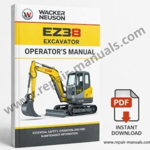Wacker Neuson EZ38 Excavator Operator's Manual cover featuring the model name and technical illustrations
