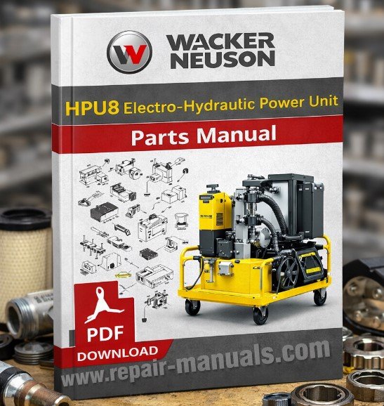 Wacker Neuson HPU8 Electro-hydraulic Power Unit Parts Manual cover featuring the product name and technical illustrations