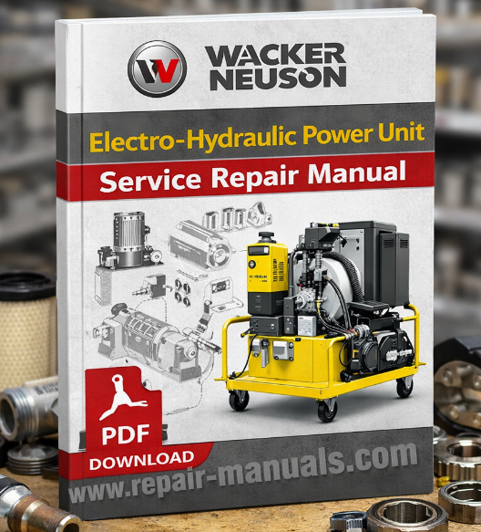 Service repair manual for Wacker Neuson Electro-hydraulic power unit, showcasing diagrams and maintenance instructions