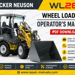 Operator's Manual for Wacker Neuson WL28 Wheel Loader, displaying the loader image and manual title prominently