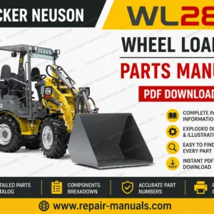 Wacker Neuson WL28 Wheel Loader Parts Manual cover featuring the loader and parts diagram