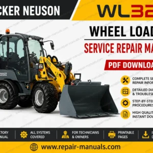 Wacker Neuson WL32 Wheel Loader Service Manual cover with images of the loader and essential repair information