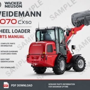 Parts manual for Weidemann 2070 CX50 Wheel Loader, displaying diagrams and part names for maintenance and repair