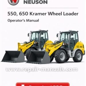 Operator's Manual for Wacker Neuson 550 and 650 Kramer Wheel Loaders, detailing usage instructions and safety information