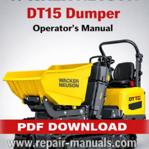 Cover of the Wacker Neuson DT15 Dumper Operator's Manual, displaying the model and essential operating instructions