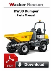 Parts manual for Wacker Neuson DW30 Dumper, displaying diagrams and specifications for maintenance and repairs