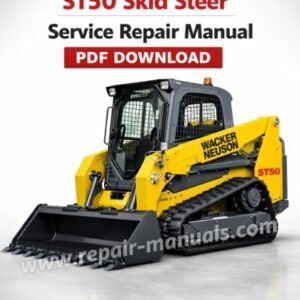 Cover of the Wacker Neuson ST50 Skid Steer Service Repair Manual, displaying the model name and repair details