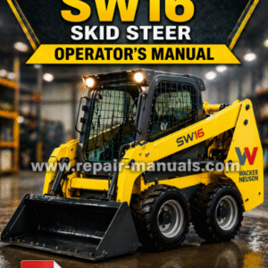Operator's Manual for Wacker Neuson SW16 Skid Steer, displaying the model name and an illustration of the equipment
