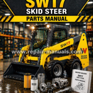Wacker Neuson SW17 Skid Steer Parts Manual cover featuring the model name and technical illustrations