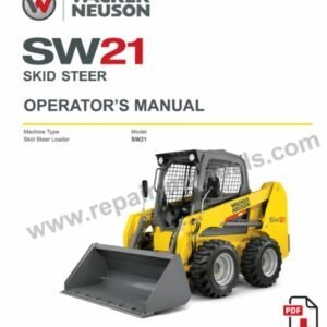 Cover of Wacker Neuson SW21 Skid Steer Operator's Manual, highlighting key features and operational safety information