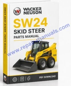 Wacker Neuson SW24 Skid Steer Parts Manual cover featuring the model name and technical illustrations