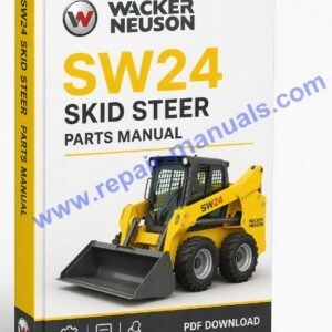Wacker Neuson SW24 Skid Steer Parts Manual cover featuring the model name and technical illustrations