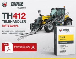 Wacker Neuson TH412 Telehandler Parts Manual, showcasing detailed parts diagrams and specifications for the telehandler