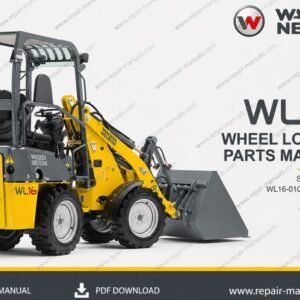 Parts manual for Wacker Neuson WL16 Wheel Loader, displaying detailed diagrams and component listings